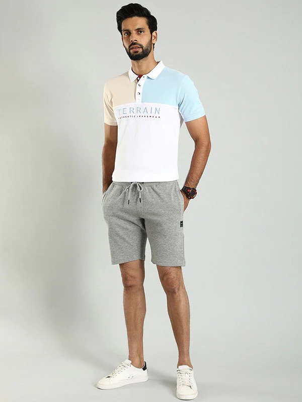 Indian Terrain Men's Regular Fit Solid Grey Shorts